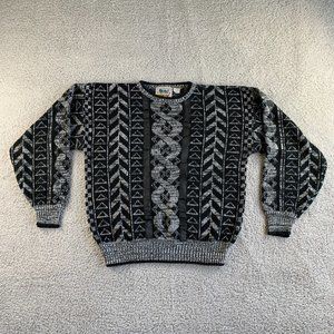 Vintage Henri Valdise Sweater Mens XL Chunky‎ Knit Geometric Streetwear Hip Hop